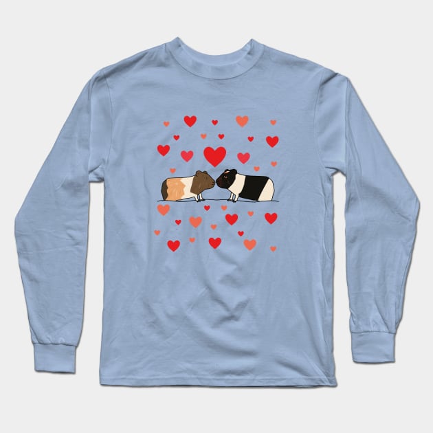 Two Kissing Guinea Pigs with Hearts Long Sleeve T-Shirt by Anke Wonder 